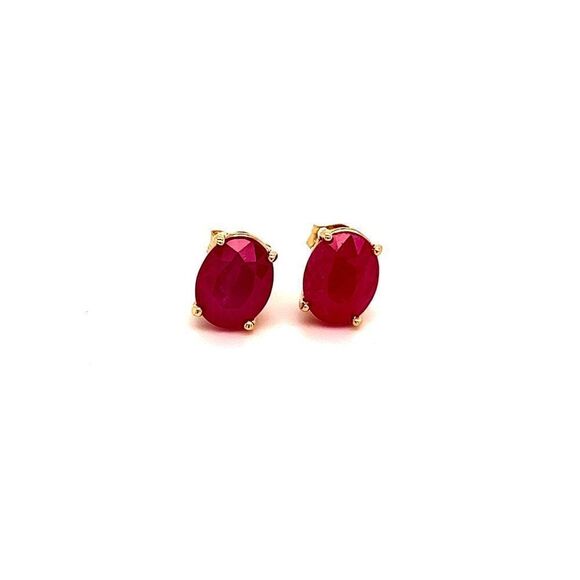 Oval Shape Ruby Stud Earrings 14k Y Gold 4.03 TCW Certified $3,590 211163 - Picture 1 of 10